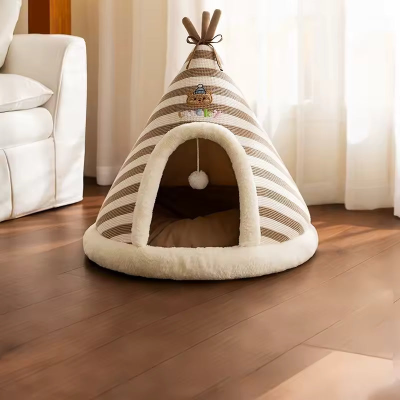 Self Warming Plush Tent Pet Bed