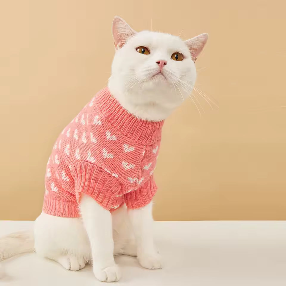 Cozy Heart Cat Sweater