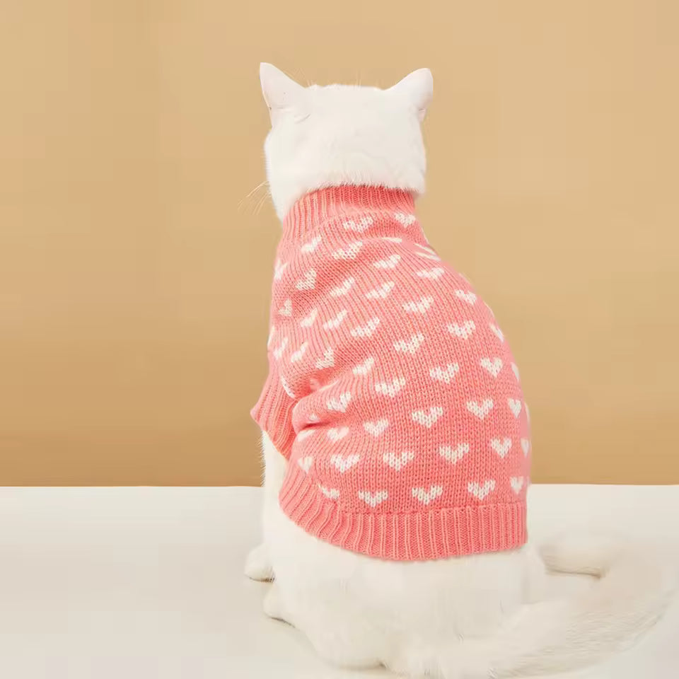 Cozy Heart Cat Sweater