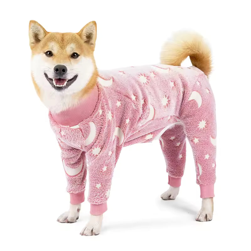 Warm Flannel Dog Pajama Jumpsuit