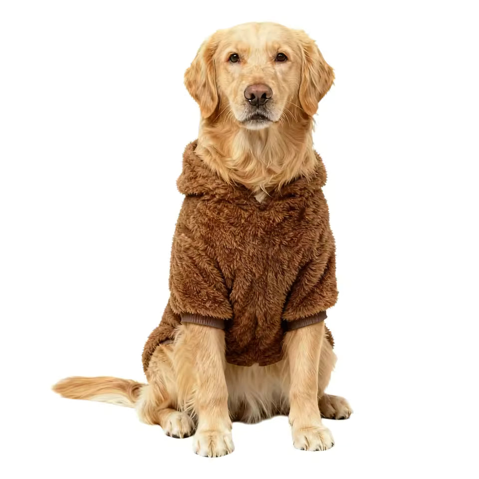 Winter Plush Dog Coat with Hat