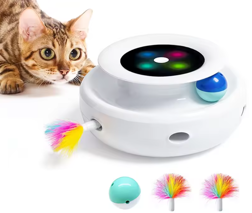 2 in 1 Interactive Feather Ball Cat Toy